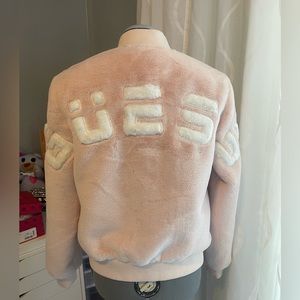 GUESS LS Alps Faux Fur Bomber Women's Light Pink Size M